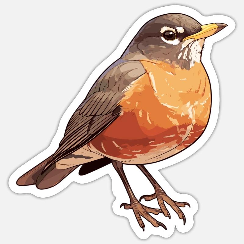 Robin Rotkehlchen - Sticker taille S (10 x 10 cm) - blanc mat