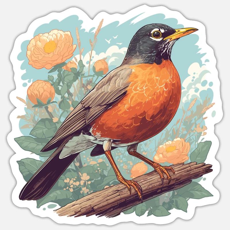 Robin Rotkehlchen Sticker taille S (10 x 10 cm)