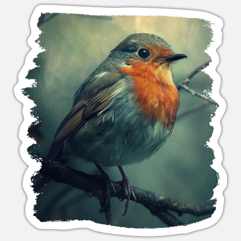 Robin Rotkehlchen - Sticker taille S (10 x 10 cm) - blanc mat