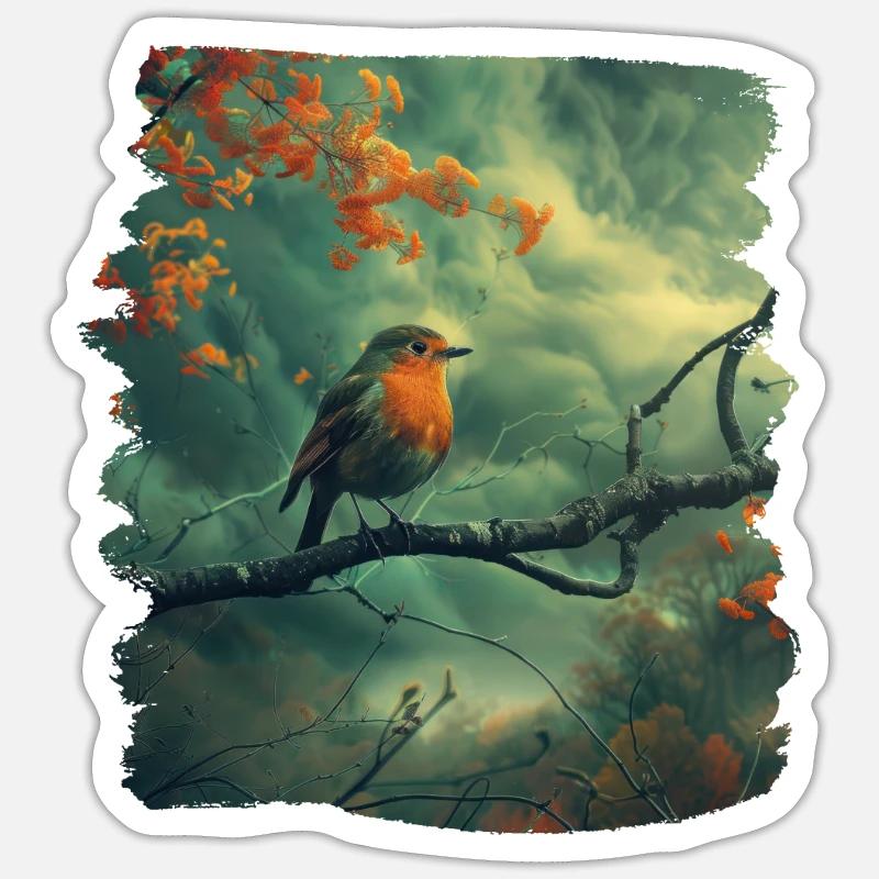 Robin Rotkehlchen - Sticker Größe S (10 x 10 cm) - Mattweiß