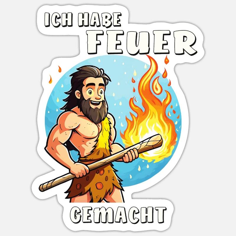 NEANDERTHAL I MADE A FIRE - Sticker size S (10 x 10 cm) - white matte