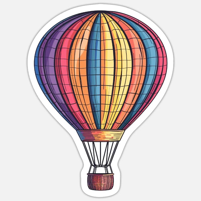 Montgolfière colorée - Sticker taille S (10 x 10 cm) - blanc mat