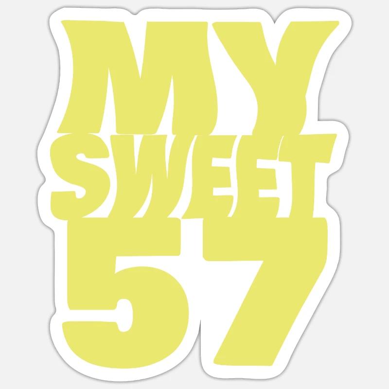 Anniversaire 57 - Sticker taille S (10 x 10 cm) - blanc mat