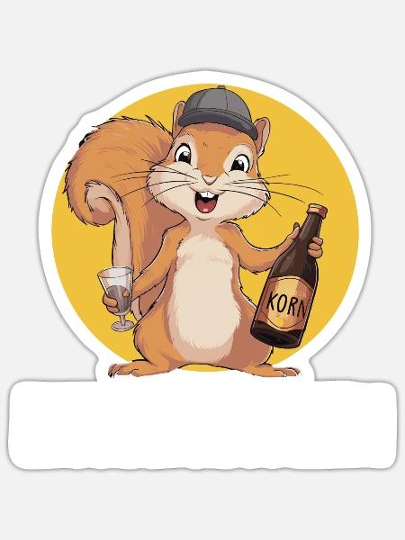 Eichkörnchen Eichhörnchen mit Korn - Sticker Größe S (10 x 10 cm) - Mattweiß