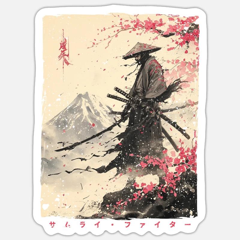 Samurai Fighter - Japanese Ukiyo-e Artwork Sticker size S (10 x 10 cm)