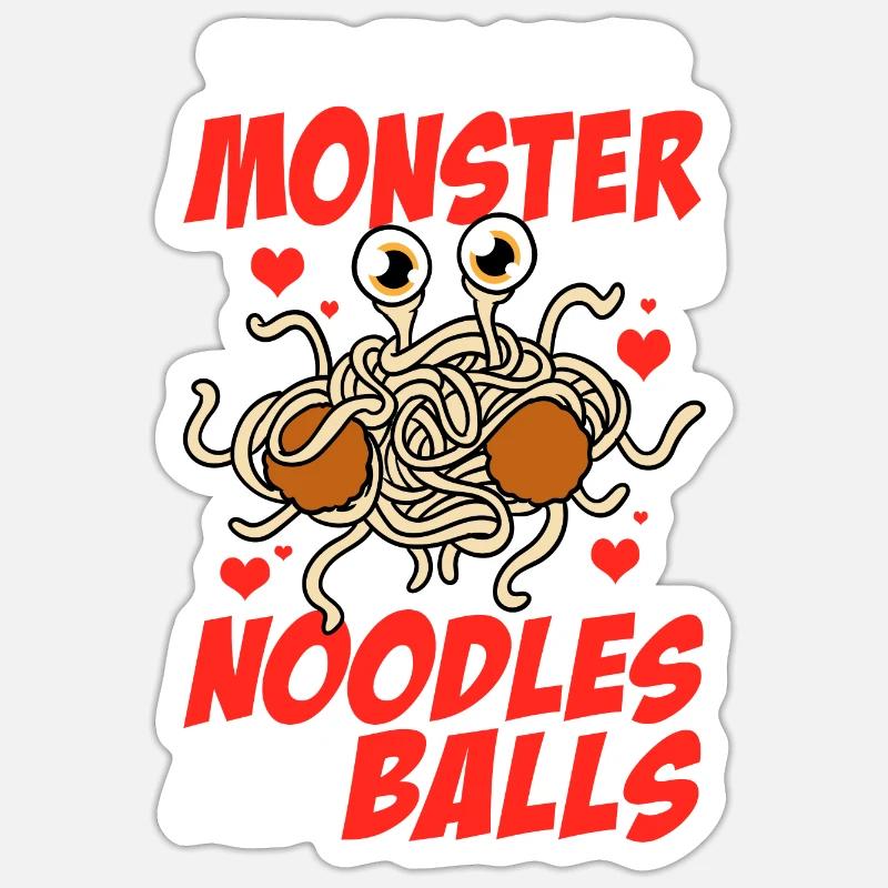 Le monstre spaghetti volant - Sticker taille S (10 x 10 cm) - blanc mat