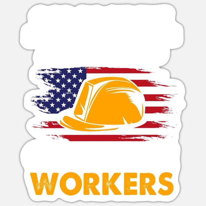 Bauarbeiter Baustelle - Sticker Größe S (10 x 10 cm) - Mattweiß