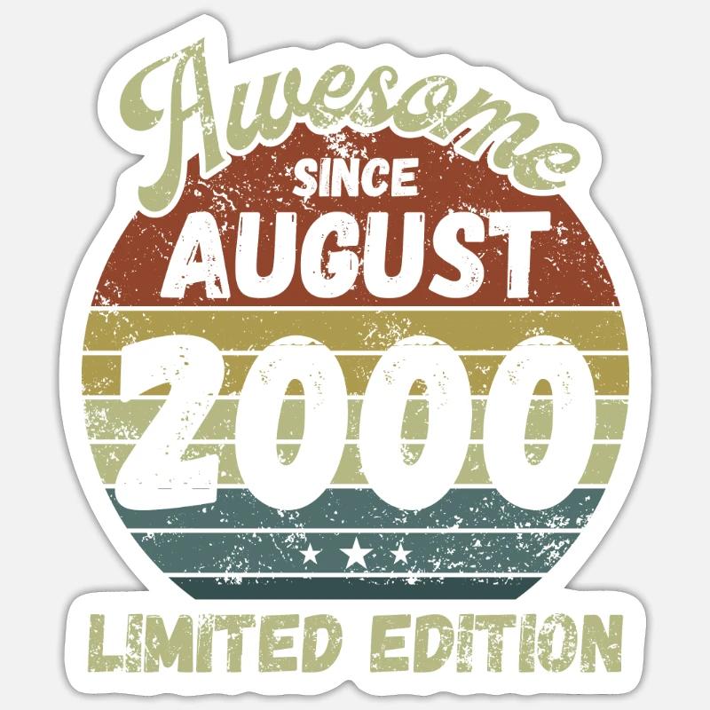 Awesome since August 2000 - Birthday - Sticker size S (10 x 10 cm) - white matte