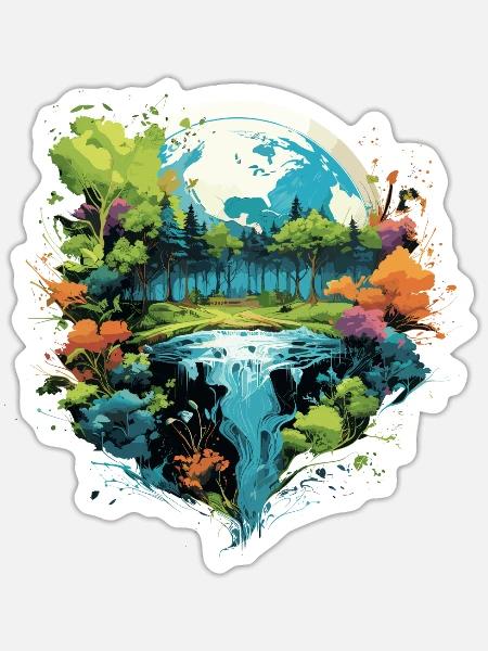 Respektier Muttererde Unseren Planeten Natur - Sticker Größe S (10 x 10 cm) - Mattweiß