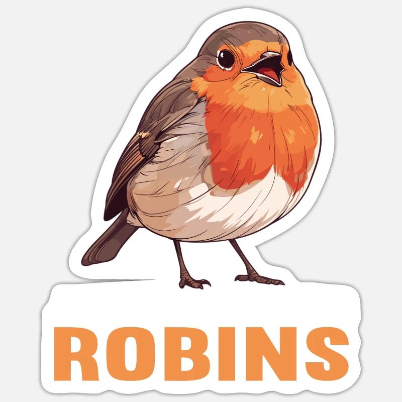 Robin Rotkehlchen - Sticker Größe S (10 x 10 cm) - Mattweiß