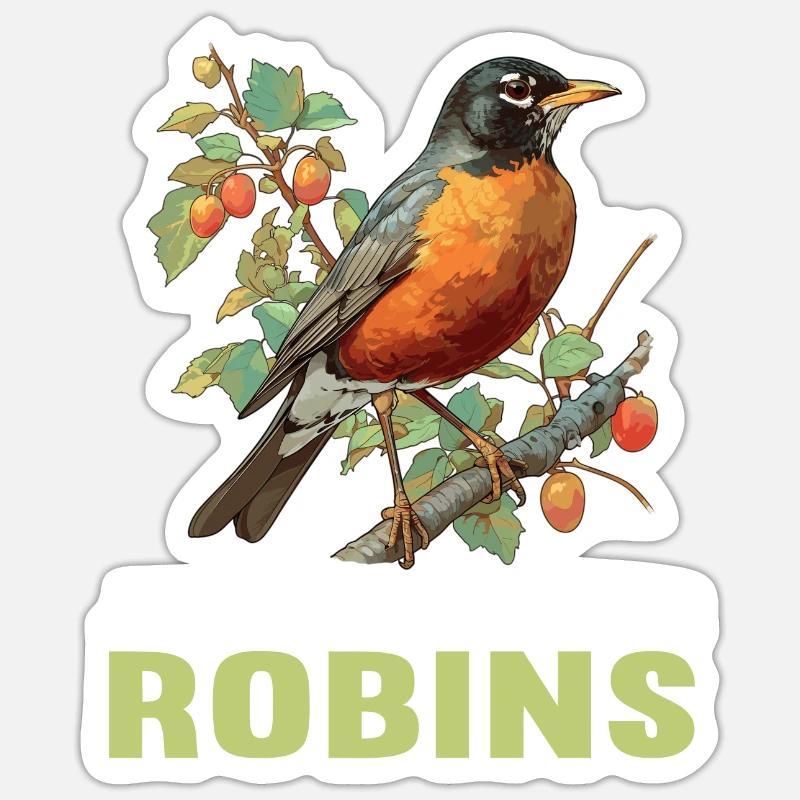 Robin Rotkehlchen - Sticker taille S (10 x 10 cm) - blanc mat