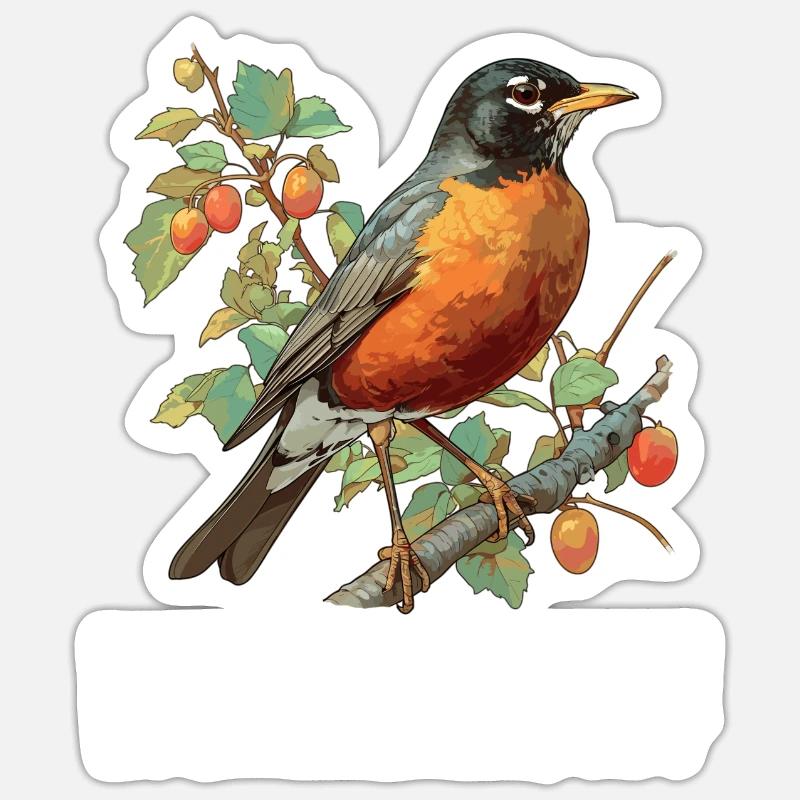 Robin Rotkehlchen - Sticker Größe S (10 x 10 cm) - Mattweiß