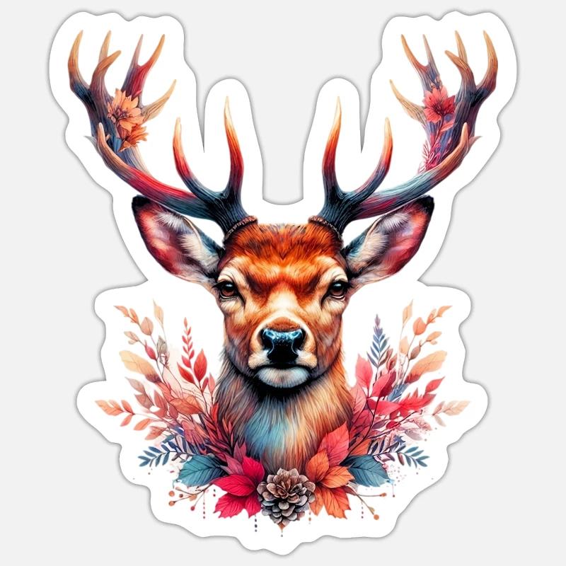 Deer - Sticker size S (10 x 10 cm) - white matte