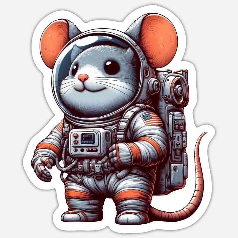 Mouse Astronaut Space Universe Sci-Fi - Sticker size S (10 x 10 cm) - white matte