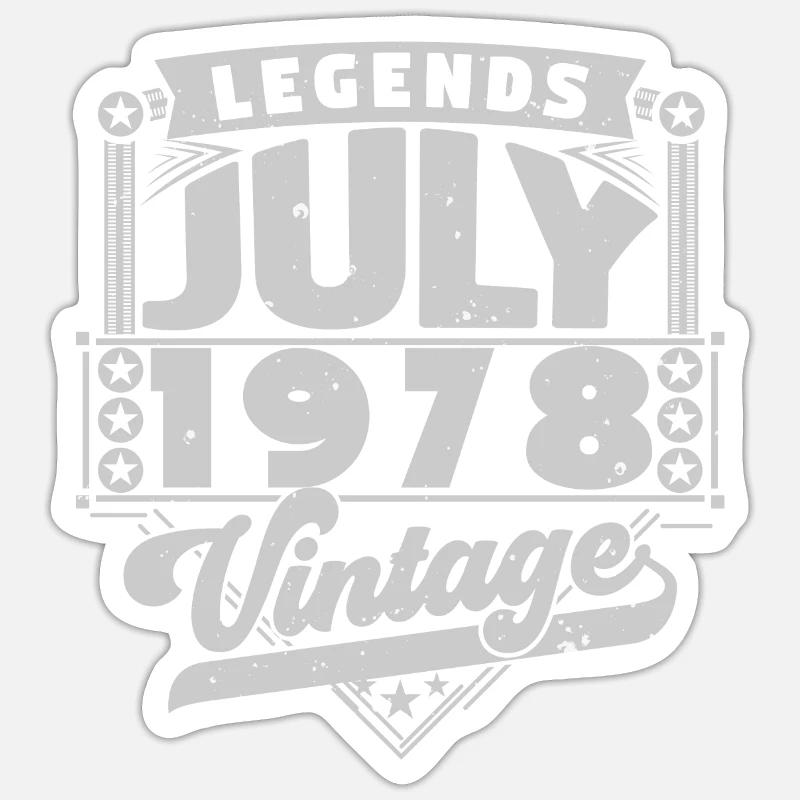 Vintage Geburtstagsgeschenk Juli 1978, Juli. - Sticker Größe S (10 x 10 cm) - Mattweiß