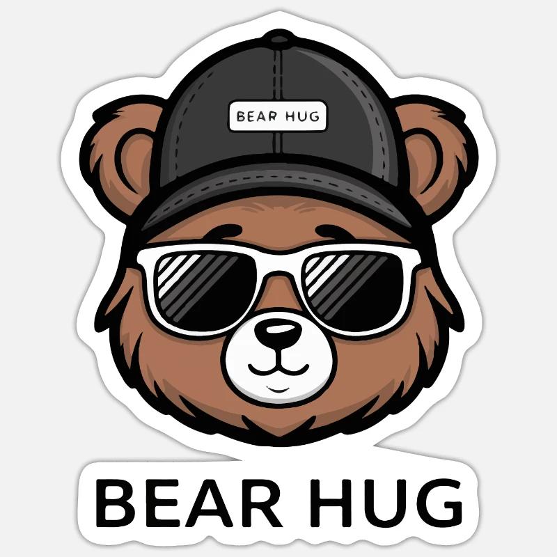 BROWN BEAR, BEAR HUG - Sticker size S (10 x 10 cm) - white matte