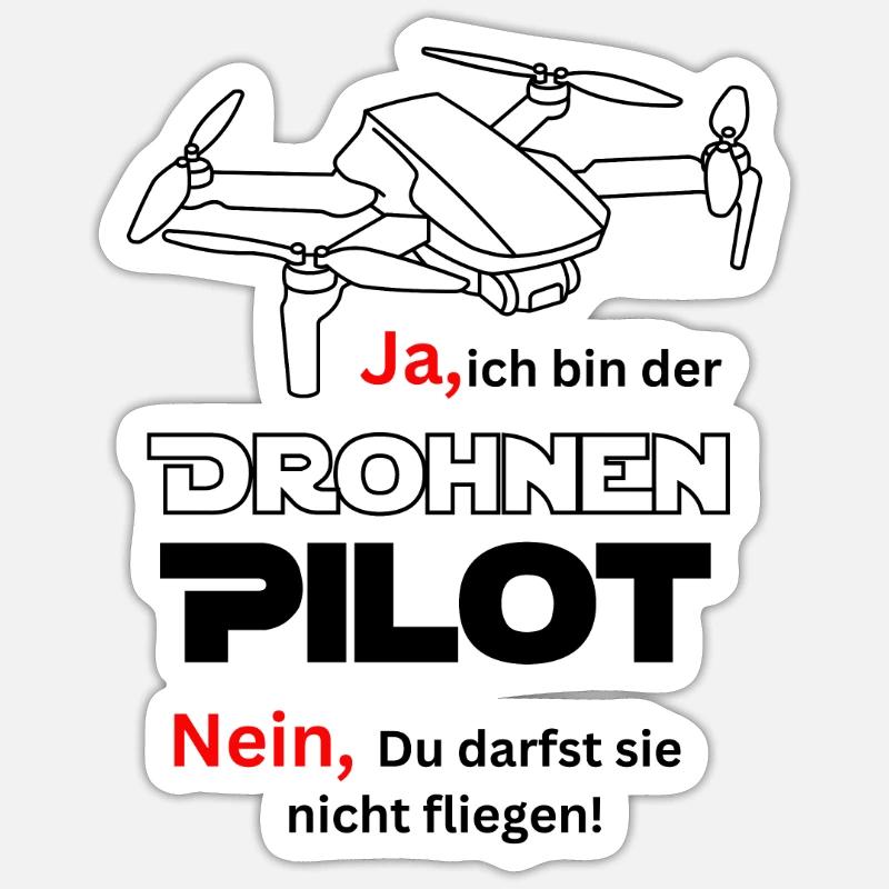 Pilote de drone - Sticker taille S (10 x 10 cm) - blanc mat