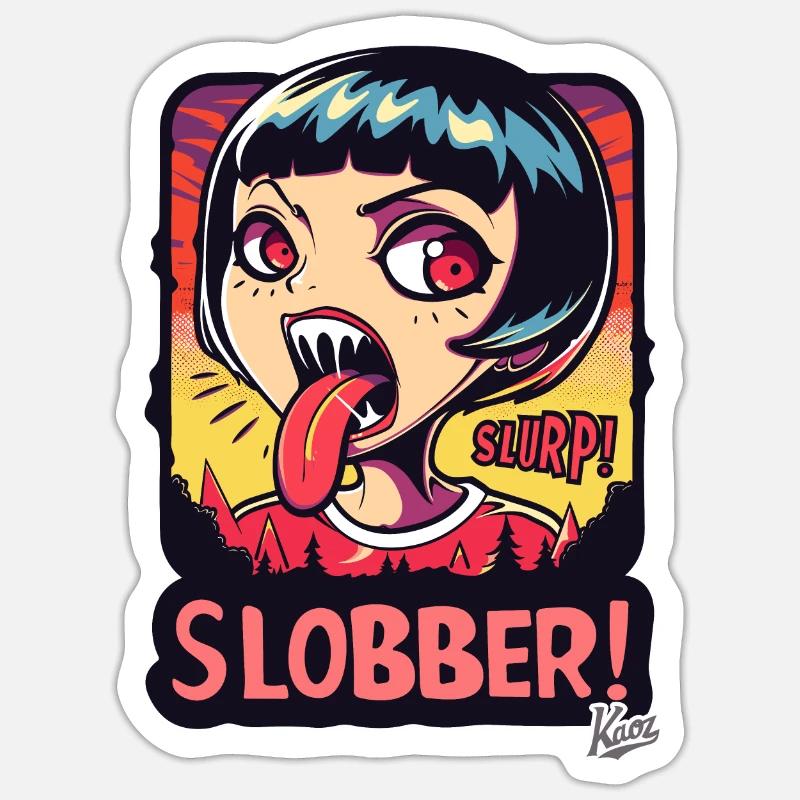 Cartoon eines Frechen Emo-Zombie-Mädchen Sticker Größe S (10 x 10 cm)