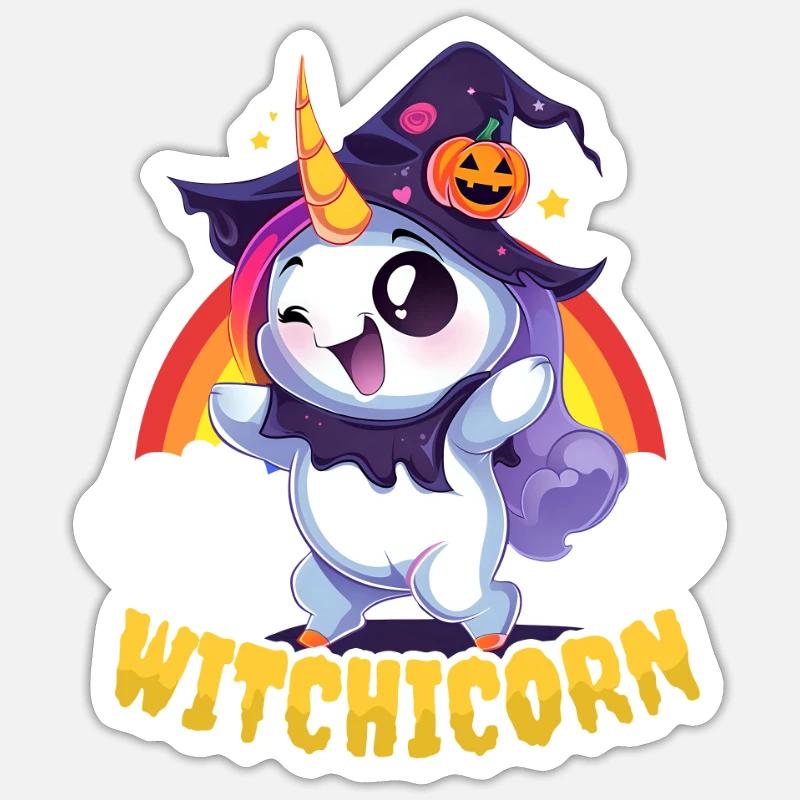 Halloween Einhorn Hexenbock Sticker Größe S (10 x 10 cm)
