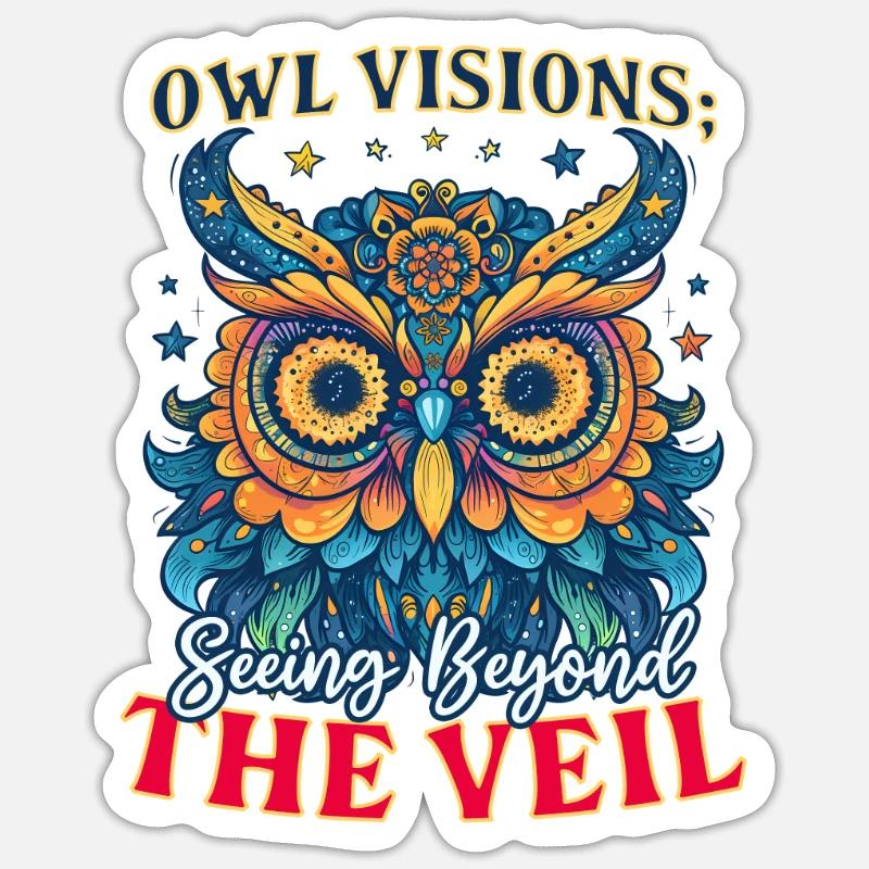 Spirituelle Eule Eule Visionen: Hinter den Schleier sehen Sticker Größe S (10 x 10 cm)