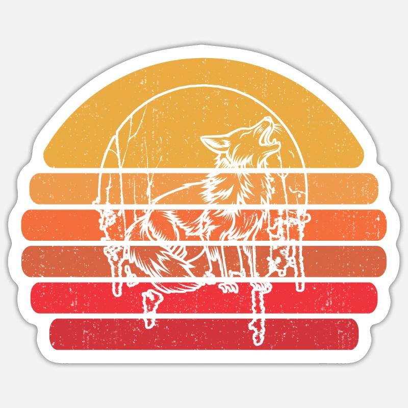 Fuchs Moon Howling - Sticker Größe S (10 x 10 cm) - Mattweiß