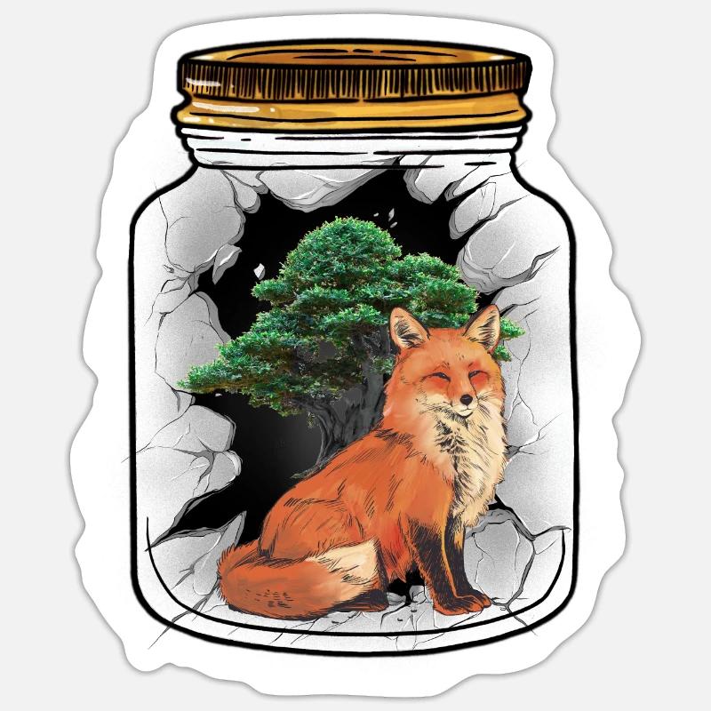 Fuchs Füchse Waldbewohner Baum - Sticker Größe S (10 x 10 cm) - Mattweiß