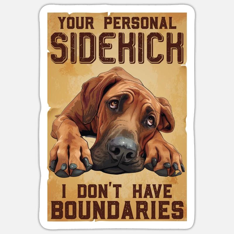 Rhodesian Ridgeback YOUR PERSONAL SIDEKICK - Sticker Größe S (10 x 10 cm) - Mattweiß