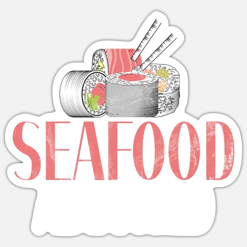 Seafood Lover Gift - Sticker Größe S (10 x 10 cm) - Mattweiß