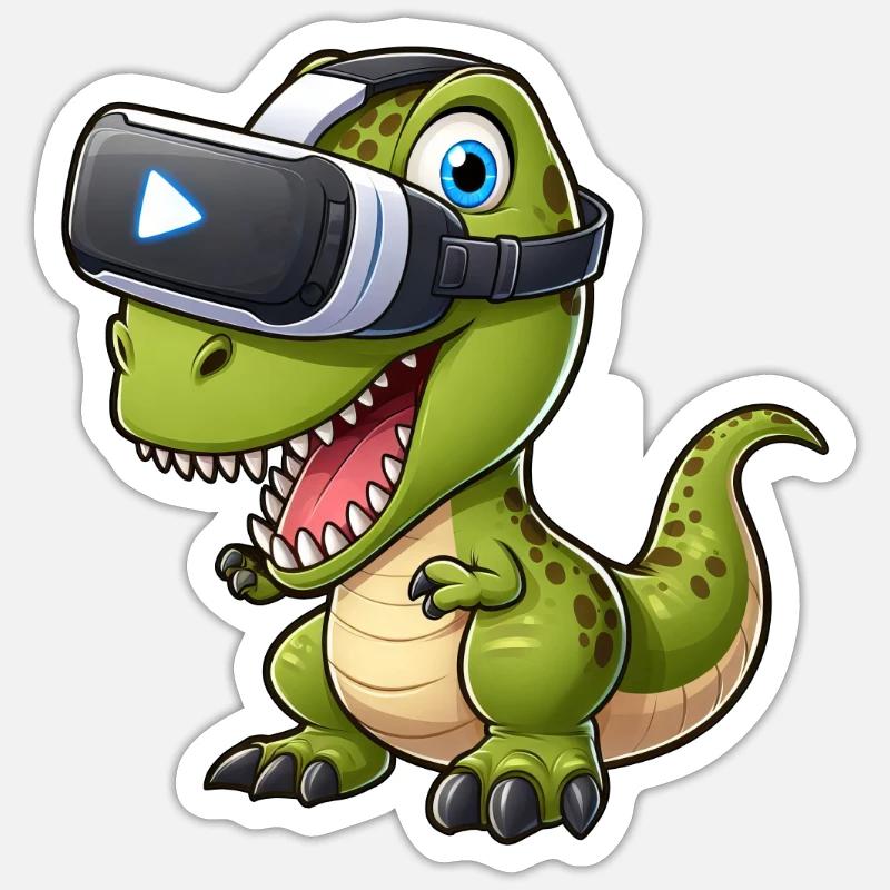 Funny Dino T-Rex Virtual Reality VR Fun Sticker size S (10 x 10 cm)