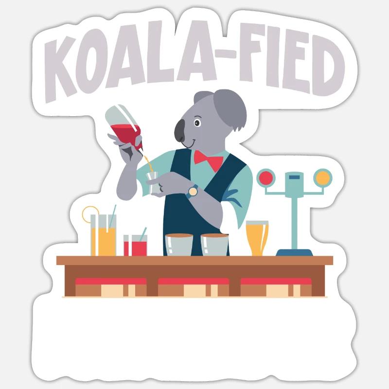 Bartender Mixologist Koala - Sticker size S (10 x 10 cm) - white matte
