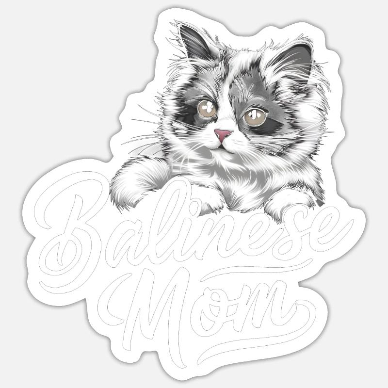 Katze Balinesische Geschenk - Sticker Größe S (10 x 10 cm) - Mattweiß