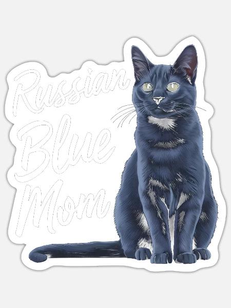 Katze Russisch Blau Geschenk - Sticker Größe S (10 x 10 cm) - Mattweiß