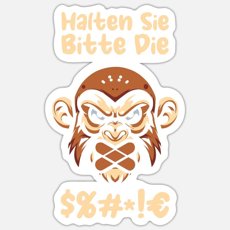 Monkey please shut up - Sticker size S (10 x 10 cm) - white matte