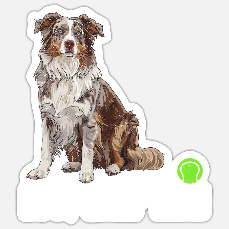 Australian Shepherd COME ON, THROW IT! Fun Sticker size S (10 x 10 cm)