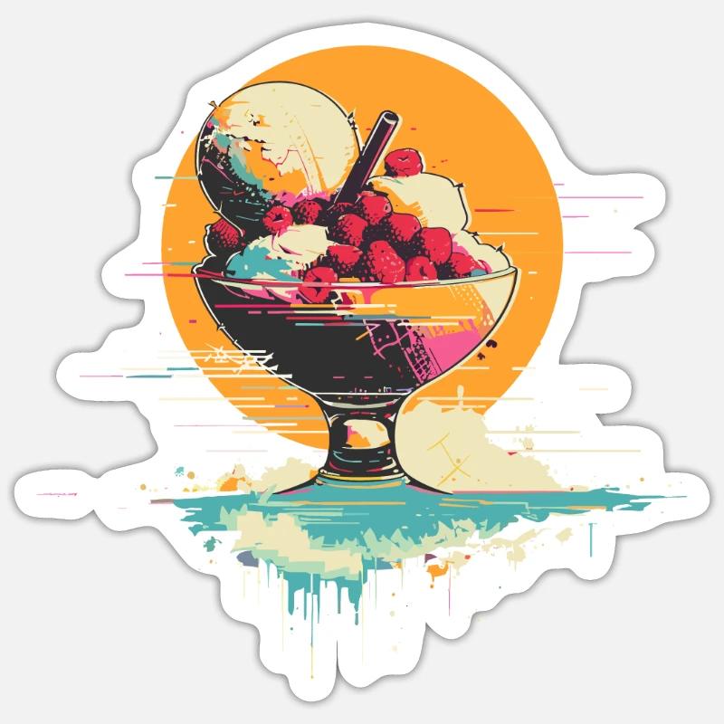 Crème glacée dans une tasse - Sticker taille S (10 x 10 cm) - blanc mat