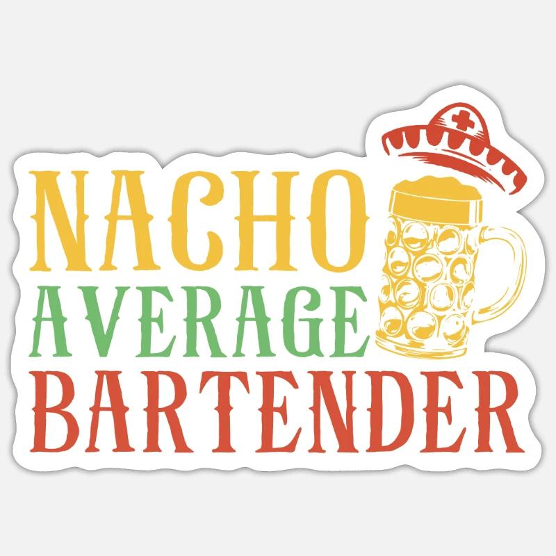 Barman Mixologue Nacho Average - Sticker taille S (10 x 10 cm) - blanc mat