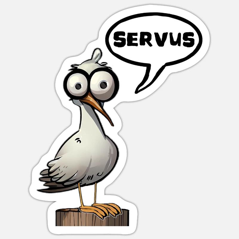 servus Servusmöwe Möwe - Sticker Größe S (10 x 10 cm) - Mattweiß