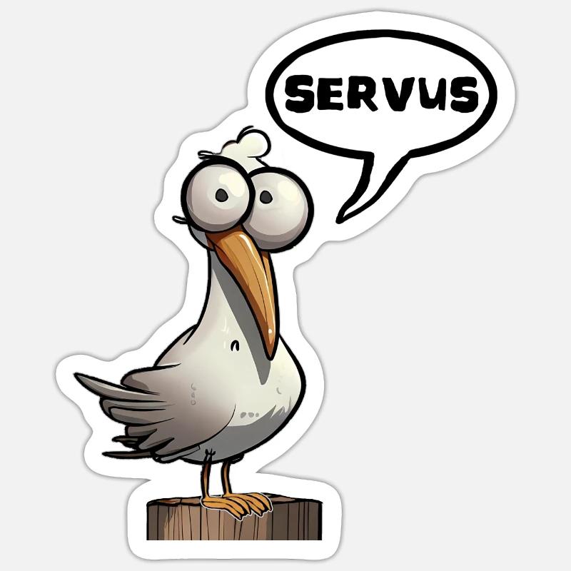 Möwenservus Servus Memes ! - Sticker Größe S (10 x 10 cm) - Mattweiß