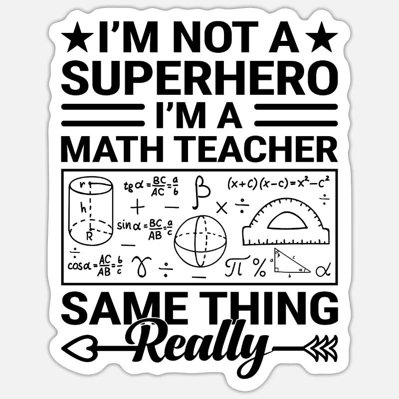 Professeur de mathématiques Professeur d’école Professeur de mathématiques drôle S - Sticker taille S (10 x 10 cm) - blanc mat