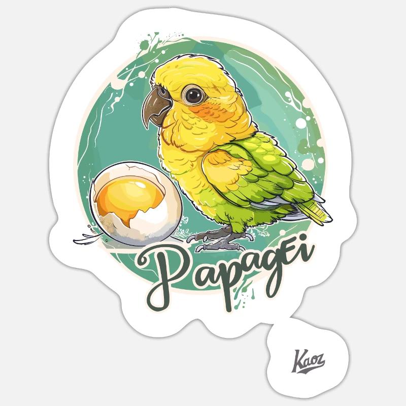 Parrot Egg: Parrot and Egg - Sticker size S (10 x 10 cm) - white matte
