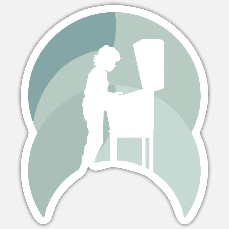 Flipper Arcade - Sticker taille S (10 x 10 cm) - blanc mat