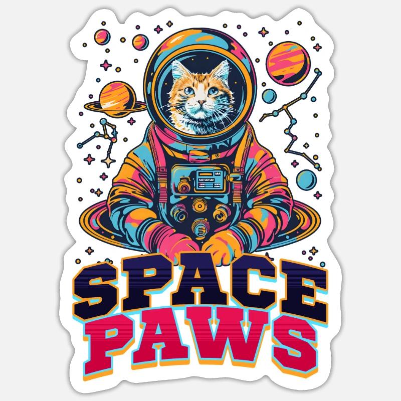Chat astronaute pattes de l’espace Sticker taille S (10 x 10 cm)