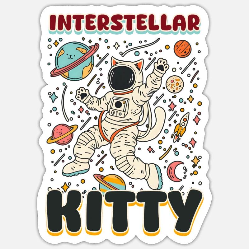 Katze Astronaut Interstellar Kitty Sticker Größe S (10 x 10 cm)