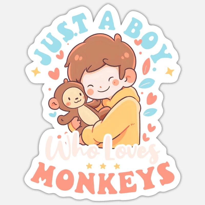 Monkey Lover Loves Monkeys - Sticker size S (10 x 10 cm) - white matte