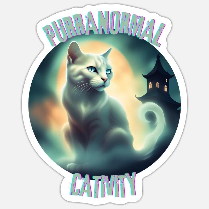 CATIVITÉ PURRANORMALE. - Sticker taille S (10 x 10 cm) - blanc mat