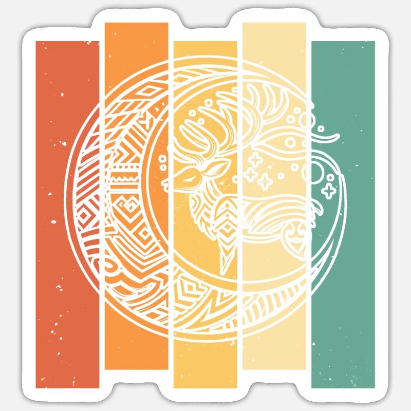 Deer Tribe Moon Phases - Sticker size S (10 x 10 cm) - white matte