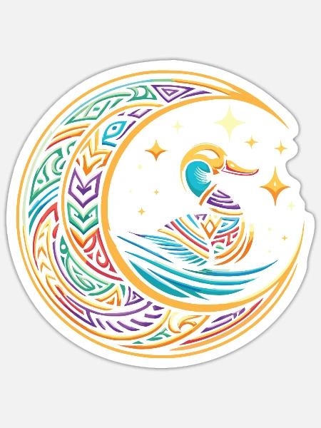 Ente Stammes Moon - Sticker Größe S (10 x 10 cm) - Mattweiß