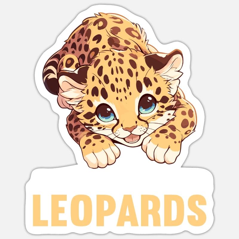 Léopard léopard - Sticker taille S (10 x 10 cm) - blanc mat