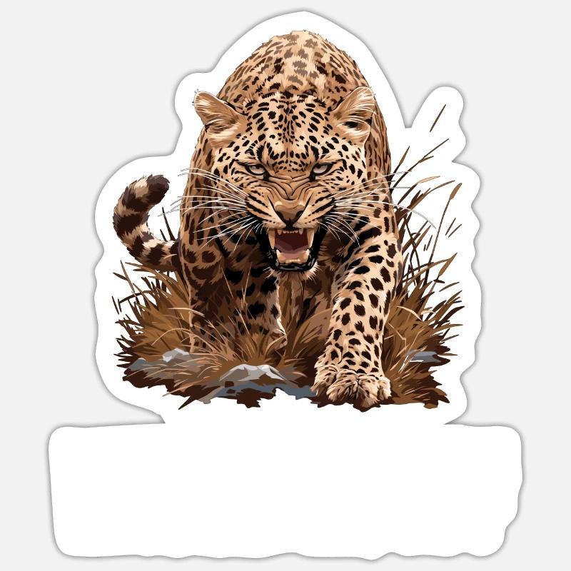 Léopard léopard - Sticker taille S (10 x 10 cm) - blanc mat