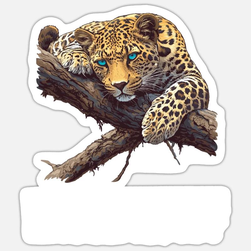 Léopard léopard - Sticker taille S (10 x 10 cm) - blanc mat